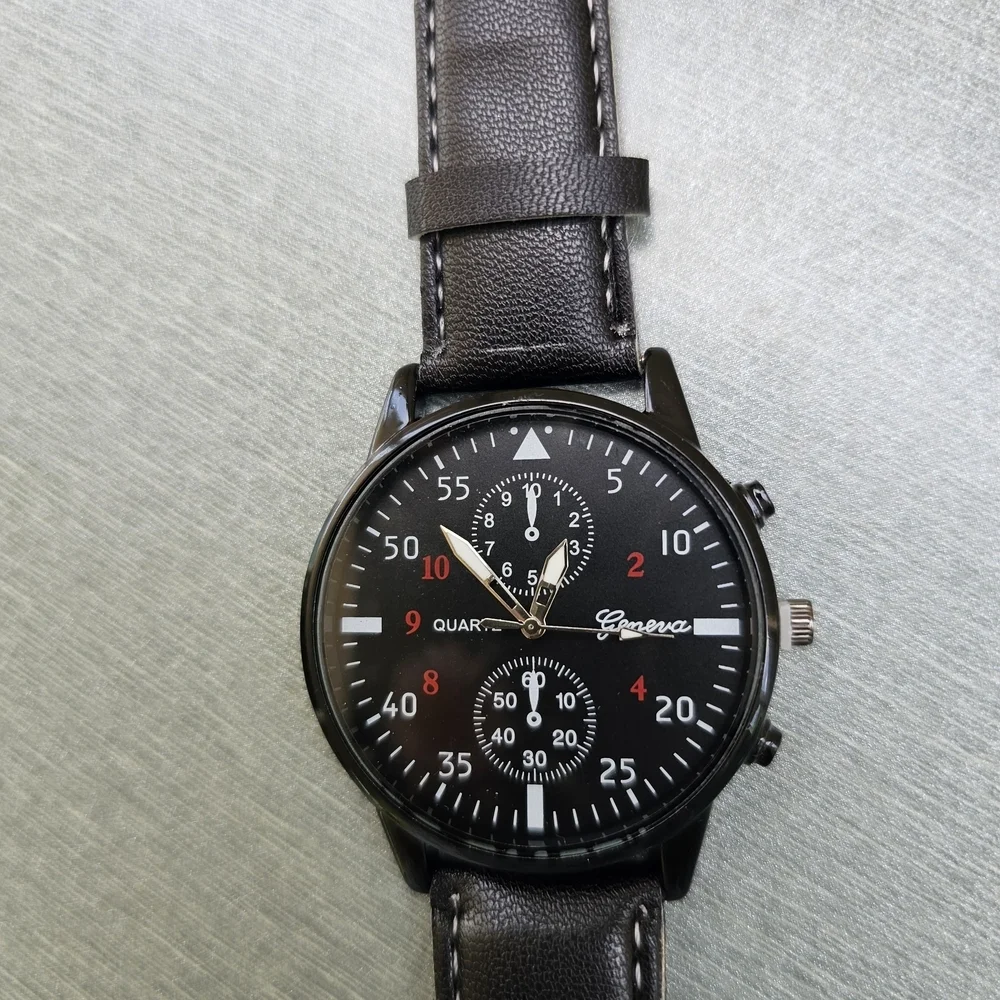 Man's Elegant Black Watch, Sunglasses, and Wallet Set